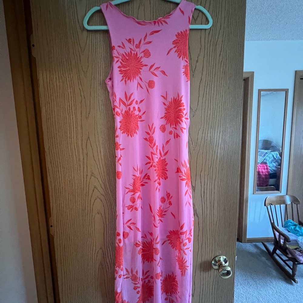 Floral Pink Sleeveless Dress